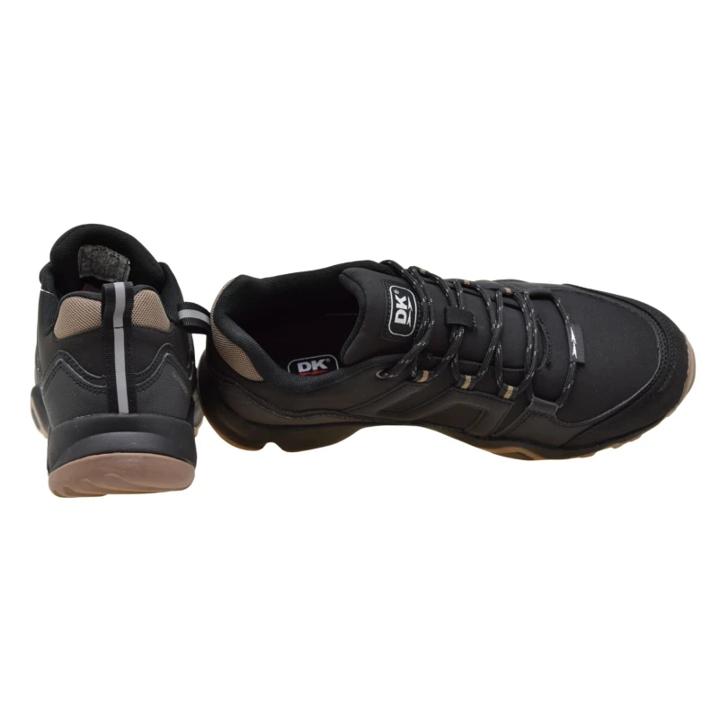 Lekkie buty trekkingowe męskie DK softshell czarne, sznurowane sneakersy outdoor na spacer i wycieczki (4).jpg