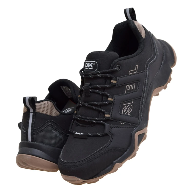 Lekkie buty trekkingowe męskie DK softshell czarne, sznurowane sneakersy outdoor na spacer i wycieczki (5).jpg