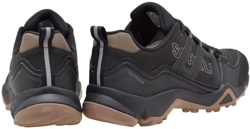 Męskie buty sportowe trekkingowe DK VB17331 czarne softshell z brązową podeszwą i agresywnym bieżnikiem (3).jpg