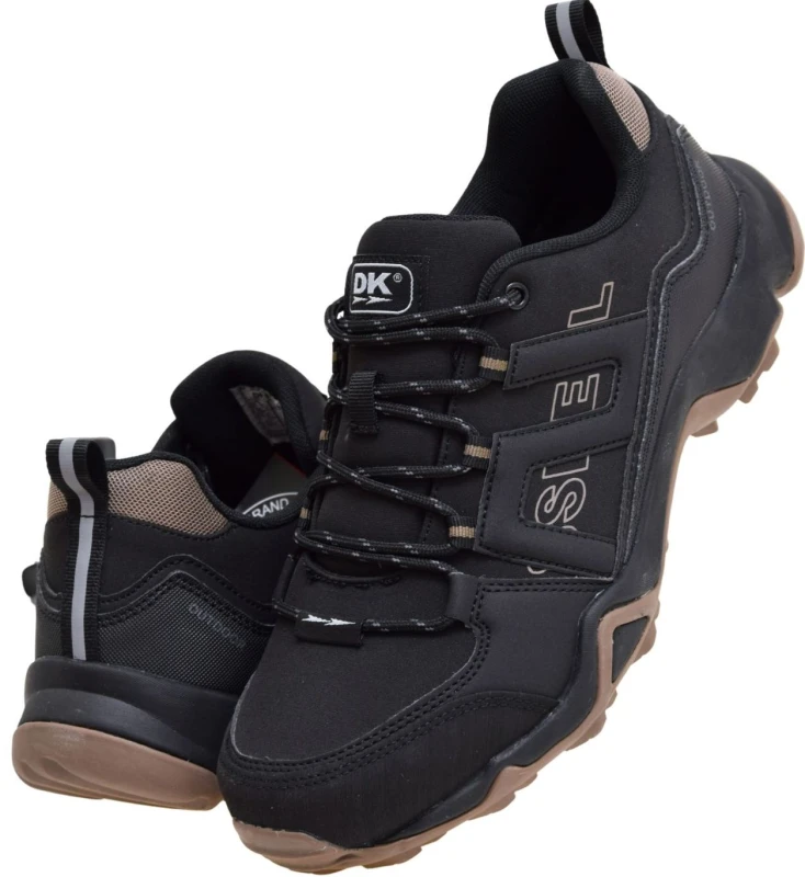 Męskie buty sportowe trekkingowe DK VB17331 czarne softshell z brązową podeszwą i agresywnym bieżnikiem (5).jpg