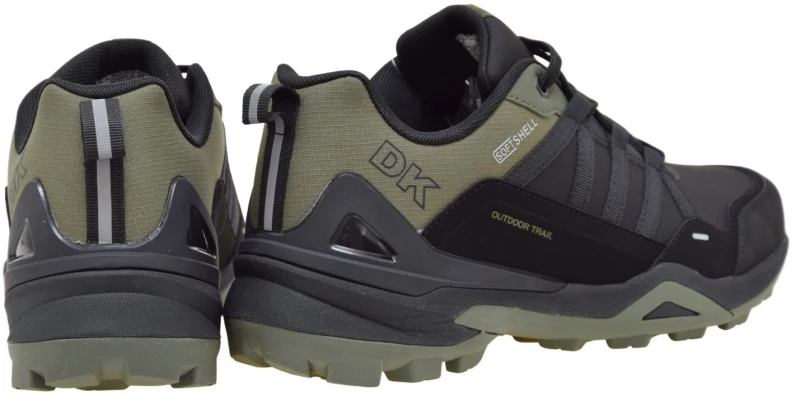 Lekkie buty męskie trekkingowe DK softshell czarno-khaki na spacer, do pracy i na co dzień (3).jpg