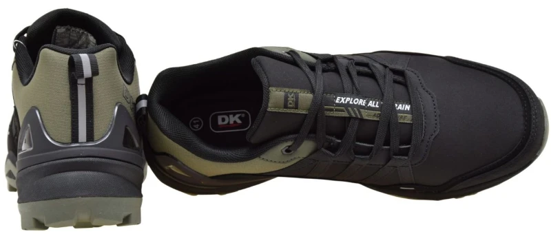 Lekkie buty męskie trekkingowe DK softshell czarno-khaki na spacer, do pracy i na co dzień (4).jpg