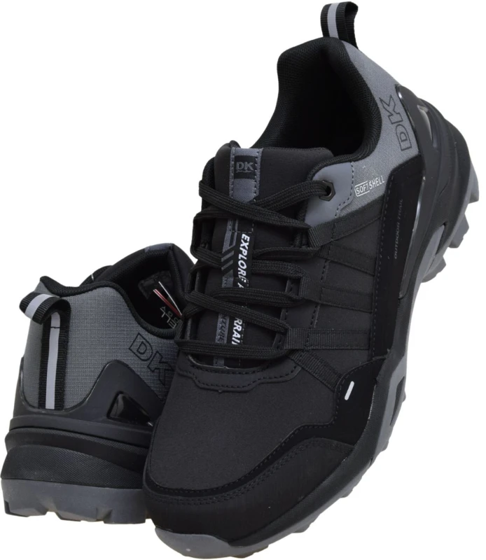 Lekkie buty sportowe męskie DK VB17920 softshell czarne z szarymi dodatkami na co dzień i w teren (5).jpg