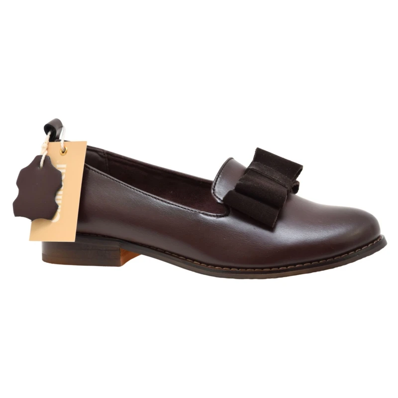 Eleganckie brązowe mokasyny damskie z kokardą, skórzaną wkładką i płaskim obcasem 2,5 cm (2).jpg