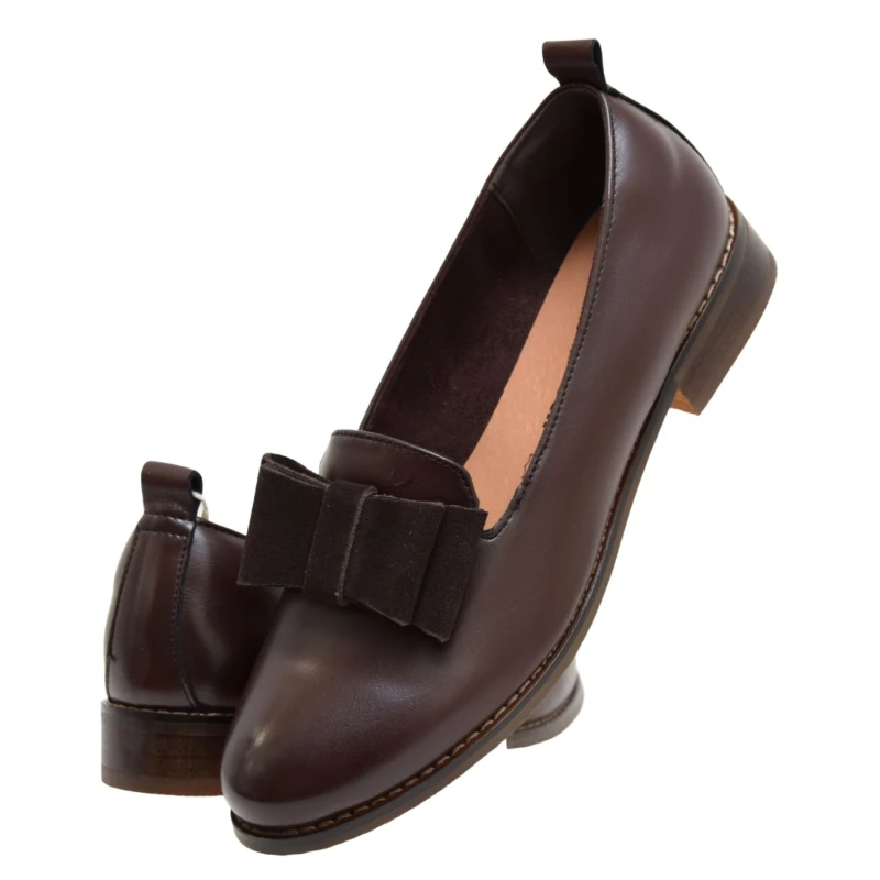 Eleganckie brązowe mokasyny damskie z kokardą, skórzaną wkładką i płaskim obcasem 2,5 cm (6).jpg