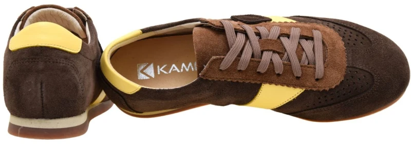 Damskie półbuty sportowe KAMPA N1412 brązowe z żółtymi wstawkami (4).jpg