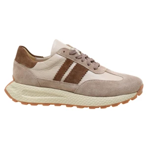 Damskie półbuty sportowe sneakersy skórzane beżowo-brązowe KAMPA N1291