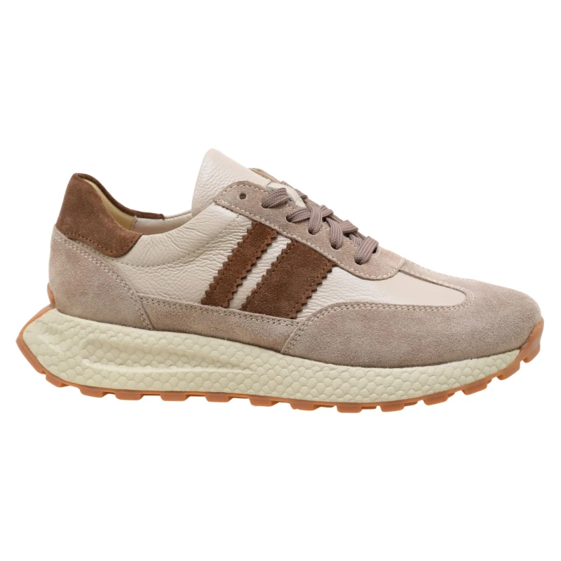 Damskie sneakersy skórzane KAMPA N1291 beżowo-brązowe na lekkiej platformie (1).jpg