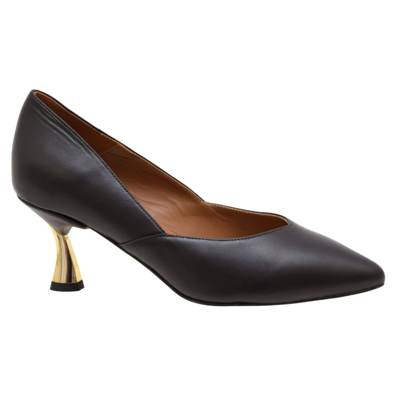 Czółenka damskie skórzane brązowe DAMISS DS-10251A na złotym słupku 6,5 cm (1).jpg