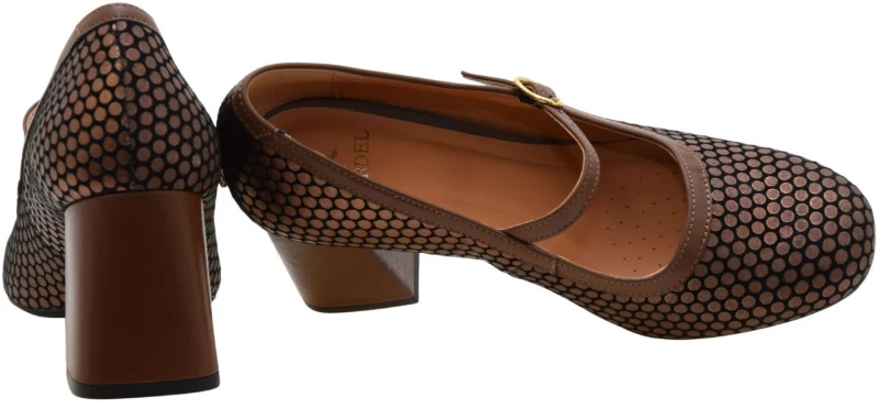 Eleganckie czółenka damskie KORDEL 3176 brązowe ze skóry naturalnej na słupku 7,5 cm z paskiem (4).jpg