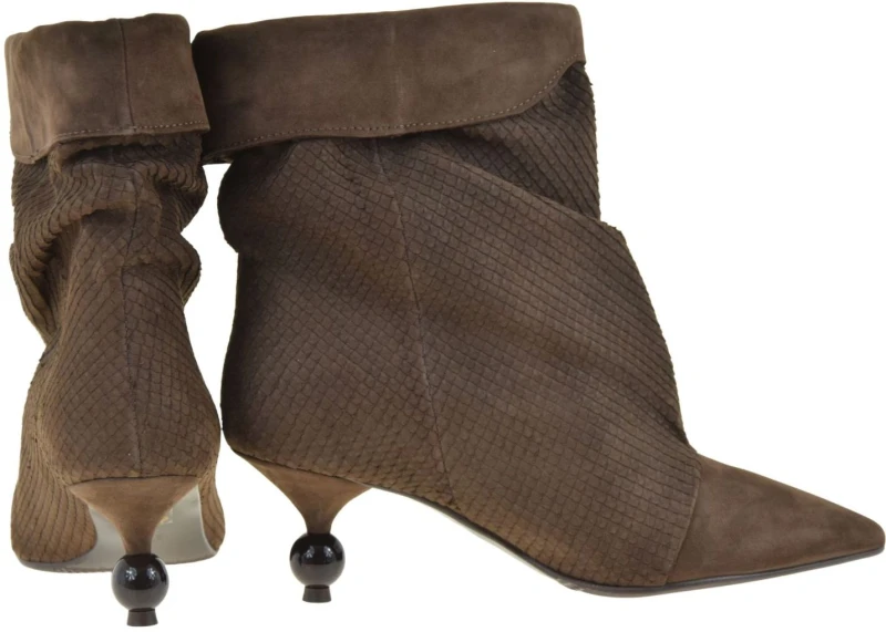Eleganckie botki damskie z naturalnej skóry nubukowej brązowe CheBello 5203 (4).jpg