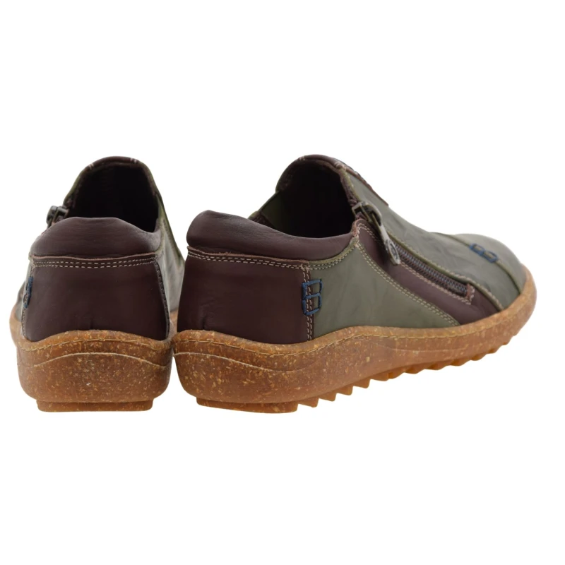 Półbuty damskie skórzane khaki LORETTA LO7311 na zamek, lekka podeszwa (3).jpg