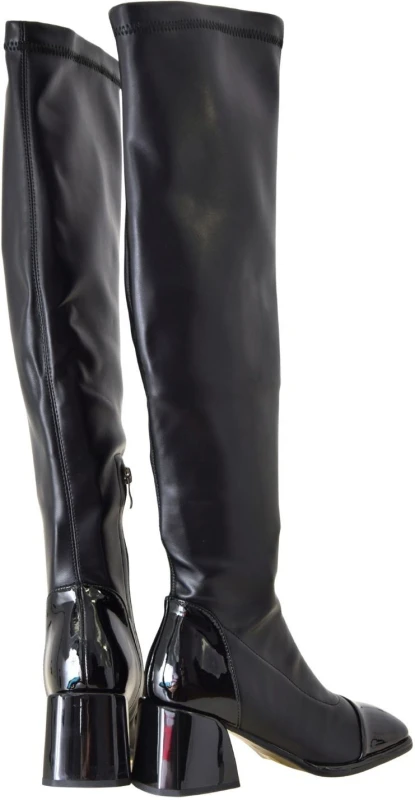 Kozaki damskie skórzane czarne za kolano na słupku 6,5 cm, eleganckie z elastyczną cholewką z lycrą T.SOKOLSKI Z26-355 (3).jpg
