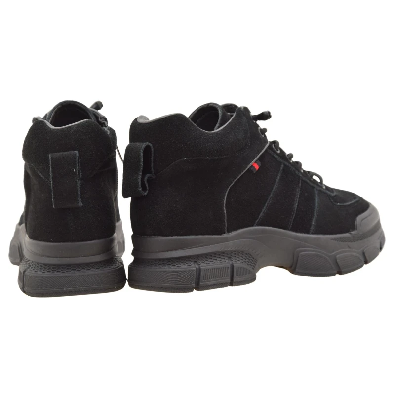 Czarne sneakersy damskie za kostkę PASS 1WB90007A – naturalny zamsz, sznurowanie, zamek i wygodna podeszwa amortyzująca (3).jpg