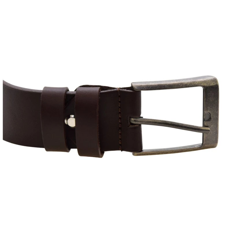 Brązowy pasek męski do jeansów i chinosów LA CONGA 40740, szerokość 38 mm, klamra w kolorze postarzanego srebra (2).jpg