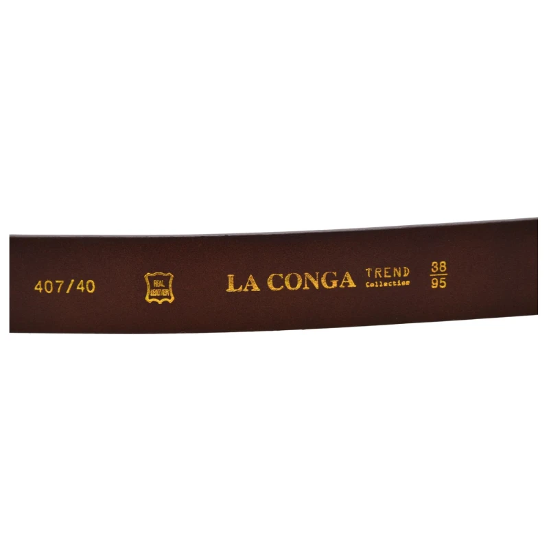 Brązowy pasek męski do jeansów i chinosów LA CONGA 40740, szerokość 38 mm, klamra w kolorze postarzanego srebra (3).jpg