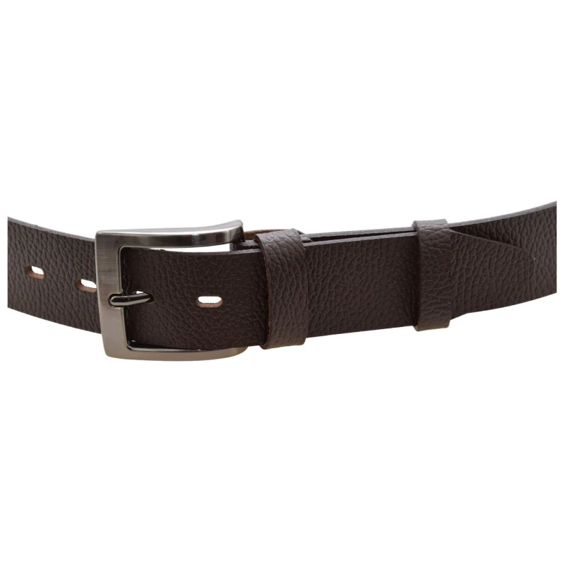 Pasek męski do jeansów i chinosów DILETTO PBW 12, ciemnobrązowa skóra naturalna groszkowana, szerokość 3,8 cm (2).jpg