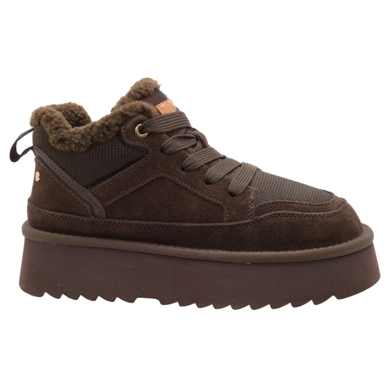 Brązowe sneakersy damskie zimowe POTOCKI 26-13312BR na platformie – widok z boku (1).jpg