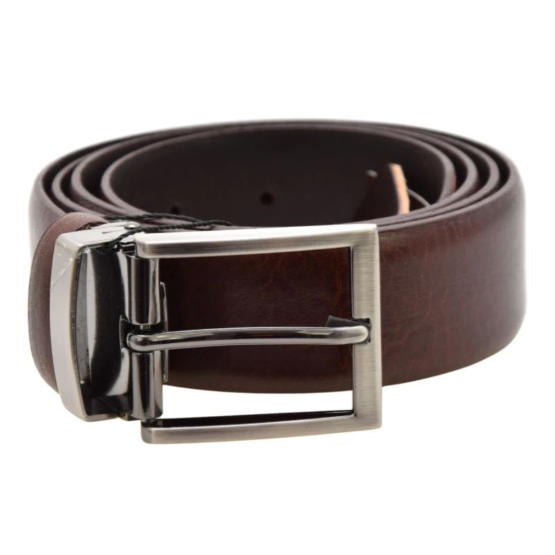 Elegancki brązowy pasek skórzany męski LA CONGA z klasyczną klamrą z bolcem, szerokość 34 mm (1).jpg