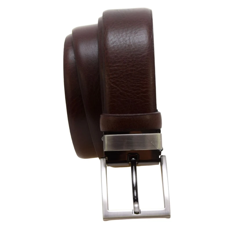 Elegancki brązowy pasek skórzany męski LA CONGA z klasyczną klamrą z bolcem, szerokość 34 mm (2).jpg