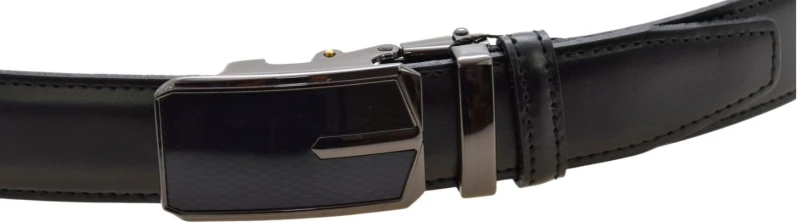 Elegancki pasek męski LA CONGA 31430 do garnituru, czarna skóra licowa i automatyczna klamra ze srebrnym okuciem (3).jpg